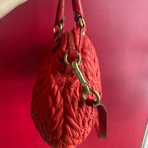 70th Anniversary Coach Festive Red Chevron Nylon Quilted Satchel Vday or Holiday - Picture 5 of 10